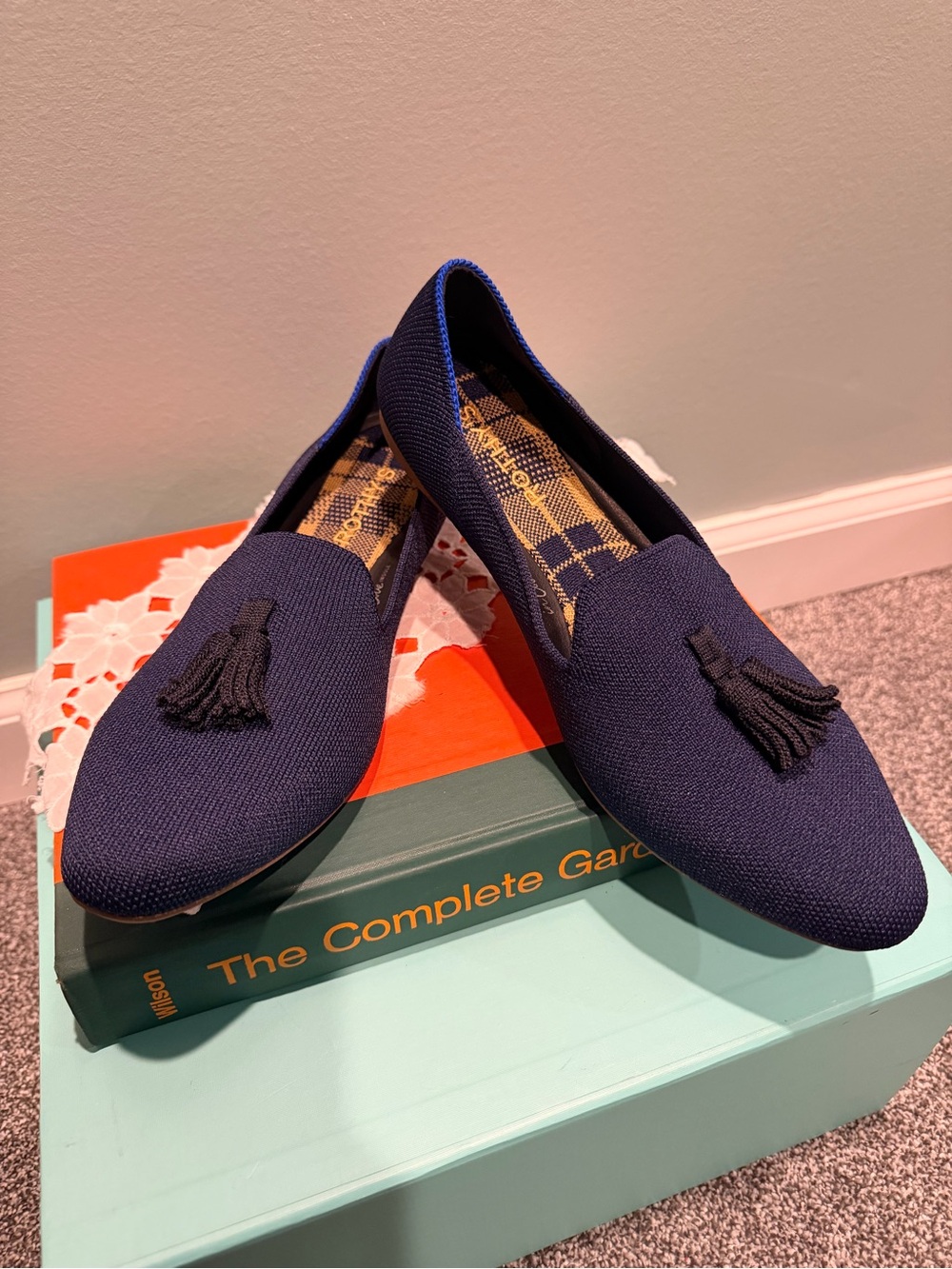 Women's Navy Tassel Loafers - Elegant Slip-On Dress Shoes-9